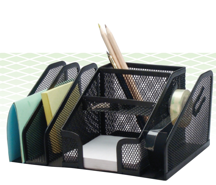 Przybornik na biurko, 6 komór, dyspenser do taśmy