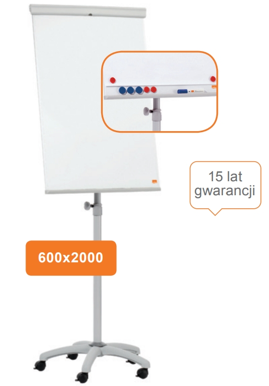 Mobilny fl ipchart Nobo Essentials,
ze stalową magnetyczną
powierzchnią